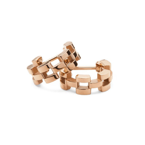 Elegant Daniel Wellington 3-link hoop earrings in rose gold-plated stainless steel, 13.6mm length.