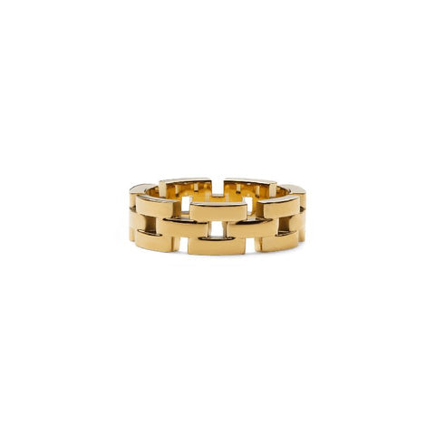 Elegant Daniel Wellington 3-link ring crafted from polished gold-tone stainless steel with a modern chain-link design.