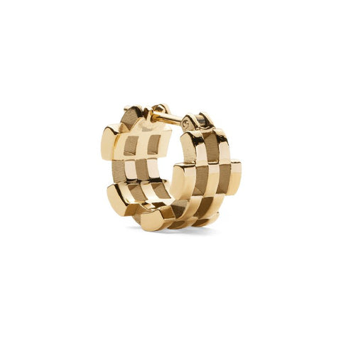 Elegant Daniel Wellington 5-link gold hoop earring crafted from PVD plated stainless steel, 13.6mm in size.