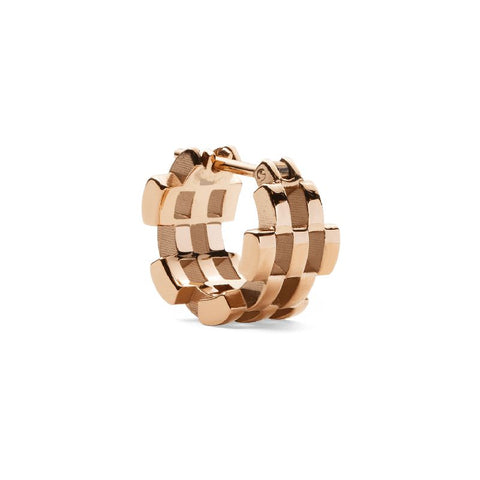Elegant 13.6mm Daniel Wellington 5-link hoop earring in rose gold-plated stainless steel with a sophisticated, textured design.