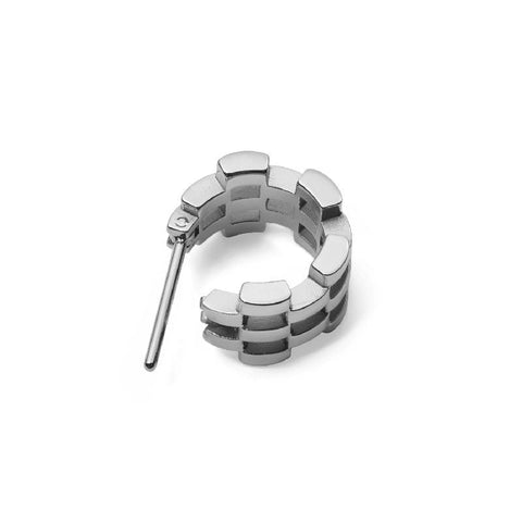 Daniel Wellington 5-Link silver stainless steel hoop earring, 13.6mm, featuring a modern, polished chain-link design.