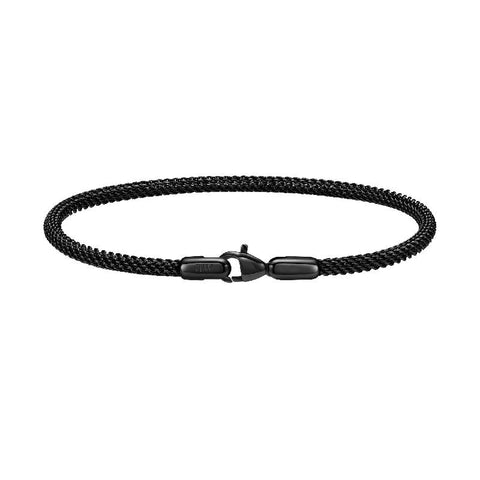 Daniel Wellington Ashfield black stainless steel mesh bracelet with a secure lobster clasp closure.