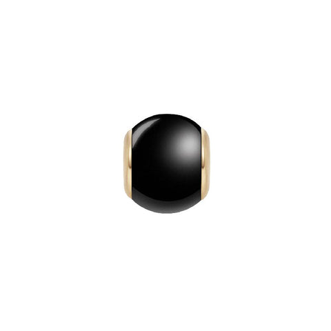 Daniel Wellington Black Orb Charm in polished black ceramic with elegant gold-plated stainless steel accents.