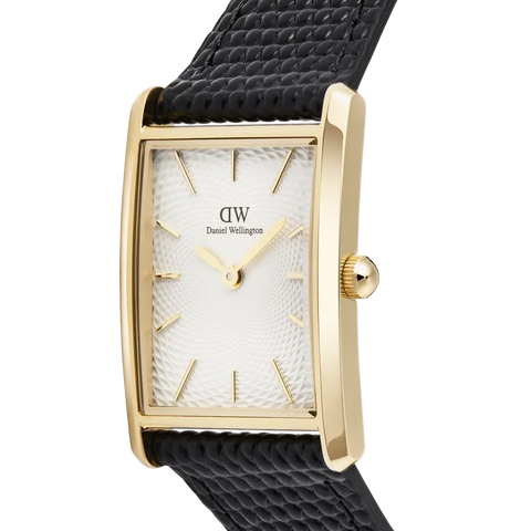 The Watch Boutique Daniel Wellington Bound Black Crocodile Guilloché Gold Watch