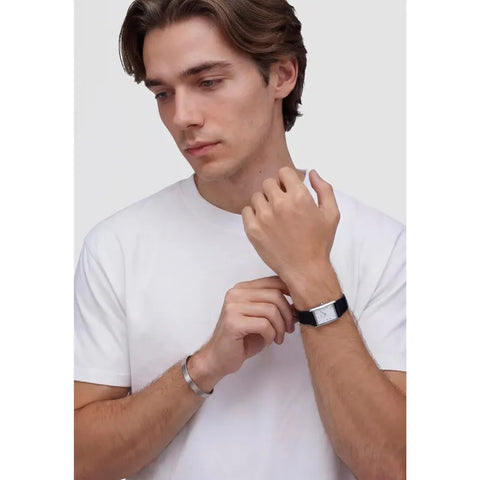 The Watch Boutique Daniel Wellington Bound Black Crocodile Guilloché Silver Watch