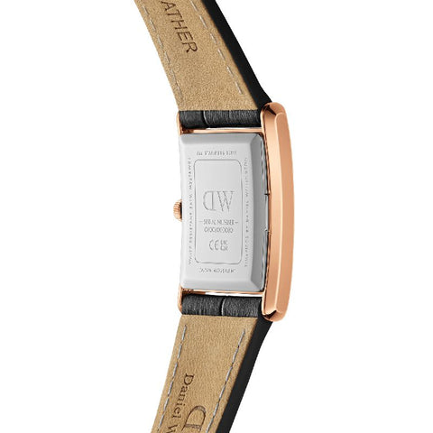 The Watch Boutique Daniel Wellington Bound Black Crocodile Rose Gold Watch 35x24mm