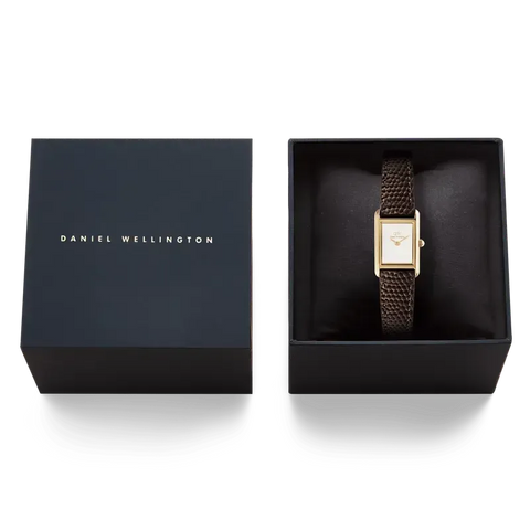 The Watch Boutique Daniel Wellington Bound Mini Dark Brown Lizard Gold Watch