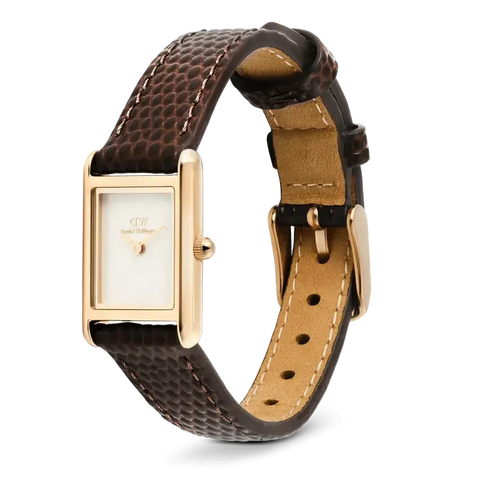 The Watch Boutique Daniel Wellington Bound Mini Dark Brown Lizard Rose Gold Watch