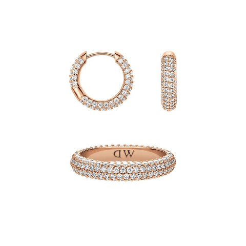 Daniel Wellington Bundle : Pavé Ring & Earrings Rose Gold Set