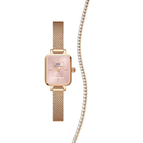 The Watch Boutique Daniel Wellington Bundle : Quadro Mini Blush Melrose + Tennis Bracelet