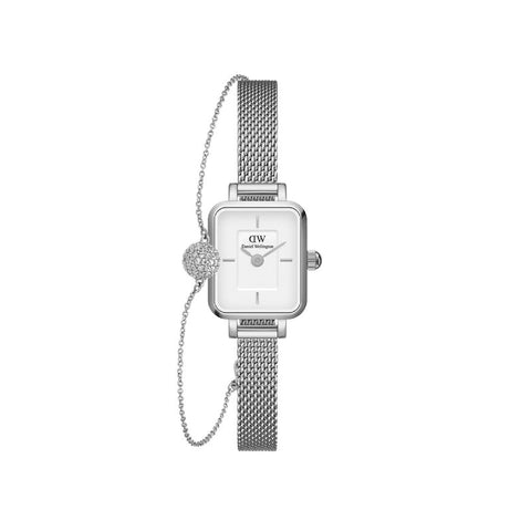 The Watch Boutique Daniel Wellington Bundle : Quadro Mini Sterling & Pavé Crystal Pendant Bracelet Silver