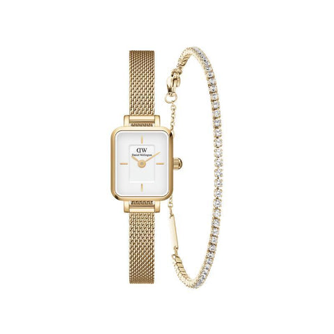 The Watch Boutique Daniel Wellington Bundle : Quadro Mini & Tennis Bracelet Gold