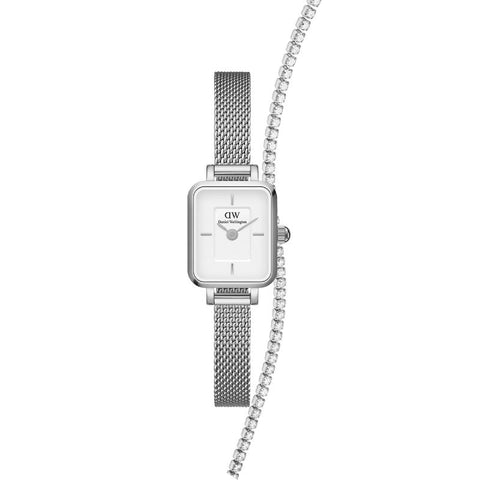 The Watch Boutique Daniel Wellington Bundle : Quadro Mini + Tennis Bracelet Silver