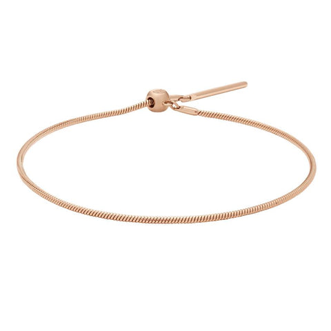 Elegant rose gold plated stainless steel snake chain bracelet by Daniel Wellington, 185 mm length with adjustable slider.