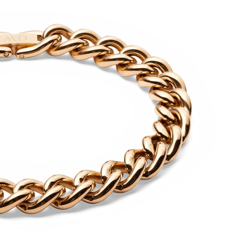 Daniel Wellington chunky chain bracelet in polished rose gold-plated stainless steel with a secure fold-over clasp.