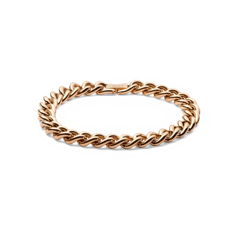Daniel Wellington chunky chain bracelet in polished rose gold-plated stainless steel with a secure fold-over clasp.
