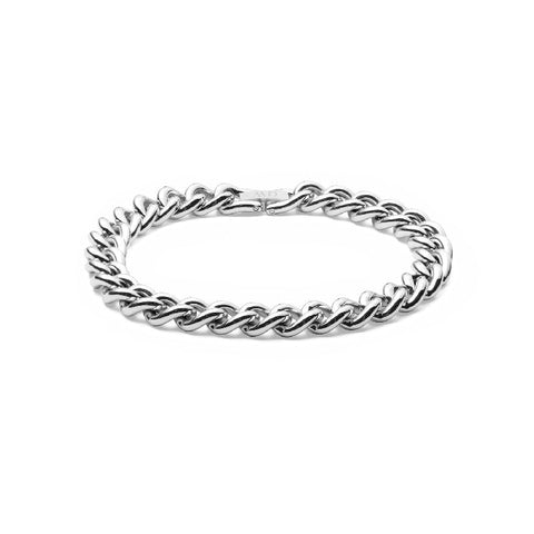 Daniel Wellington silver chunky chain bracelet crafted from polished stainless steel with a secure fold-over clasp.