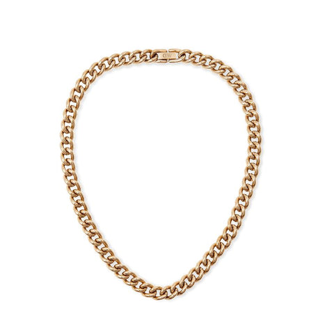 Daniel Wellington rose gold chunky chain necklace in stainless steel with a secure fold-over clasp, 410mm length.
