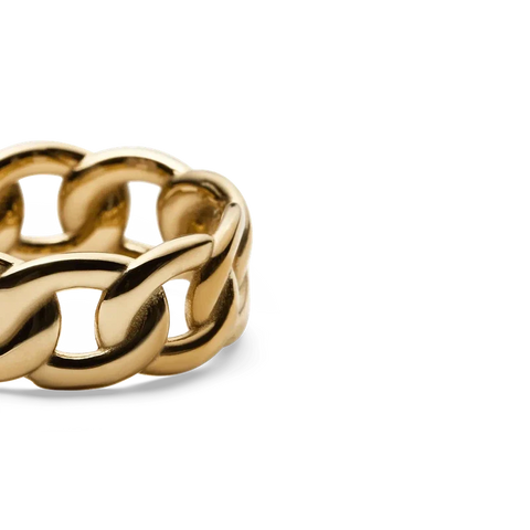 Daniel Wellington chunky chain ring in polished gold-plated stainless steel with a bold, interlocking link design.
