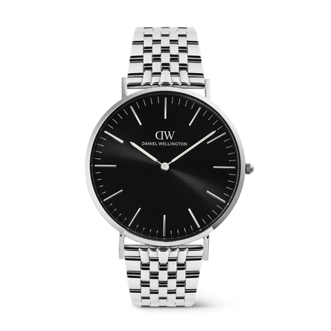 The Watch Boutique Daniel Wellington Classic 7-Link Black Silver 40mm Men's Watch