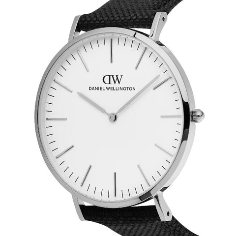 The Watch Boutique Daniel Wellington Classic Black Canvas Silver Men's Watch