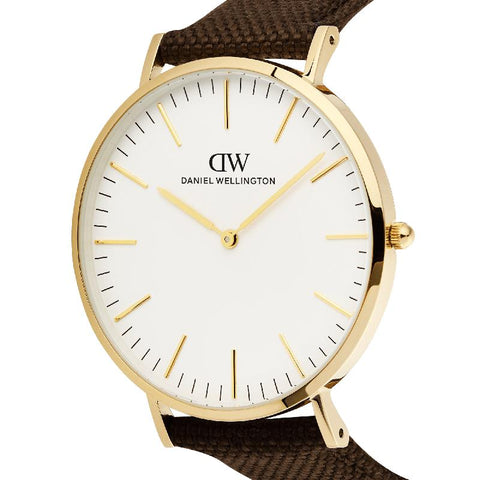 The Watch Boutique Daniel Wellington Classic Brown Canvas Gold Men's Watch