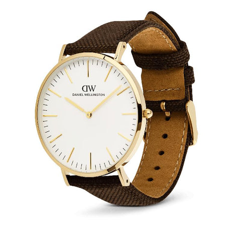 The Watch Boutique Daniel Wellington Classic Brown Canvas Gold Men's Watch