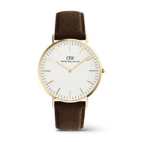 The Watch Boutique Daniel Wellington Classic Brown Canvas Gold Men's Watch