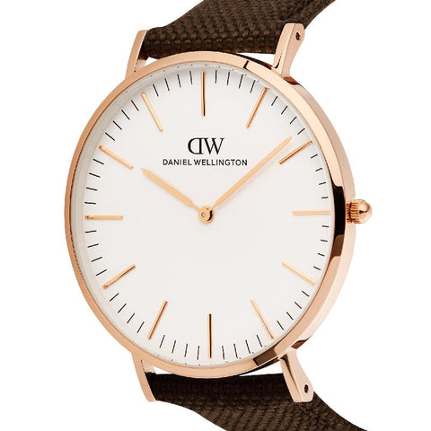 The Watch Boutique Daniel Wellington Classic Brown Canvas Rose Gold Men's Watch