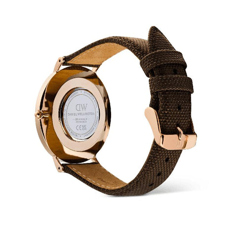 The Watch Boutique Daniel Wellington Classic Brown Canvas Rose Gold Men's Watch