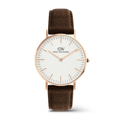 The Watch Boutique Daniel Wellington Classic Brown Canvas Rose Gold Men's Watch