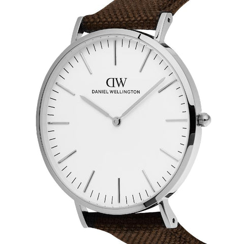 The Watch Boutique Daniel Wellington Classic Brown Canvas Silver Men's Watch