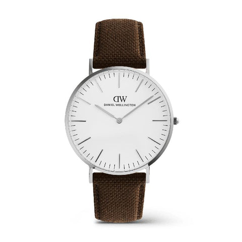 The Watch Boutique Daniel Wellington Classic Brown Canvas Silver Men's Watch