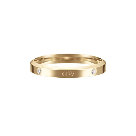 Gold Daniel Wellington Classic Lumine ring in stainless steel with sparkling crystals and elegant logo etching.