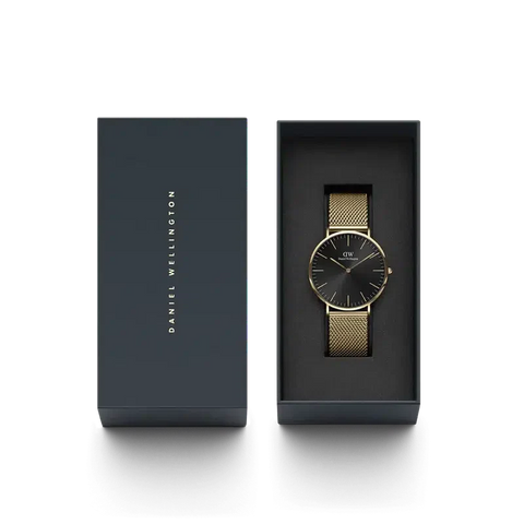 The Watch Boutique Daniel Wellington Classic Mesh Onyx Gold Watch 40mm