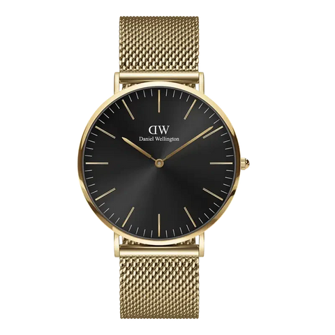 The Watch Boutique Daniel Wellington Classic Mesh Onyx Gold Watch 40mm