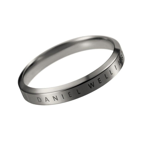 Elegant Daniel Wellington Classic Ring in anthracite grey stainless steel with a sleek, minimalist engraved design.