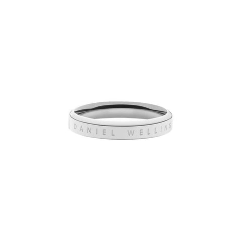 Elegant Daniel Wellington Classic Ring in polished silver stainless steel with a sleek, minimalist engraved band.