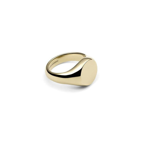 Daniel Wellington Classic Signet Ring in polished gold-plated stainless steel with a minimalist flat surface.