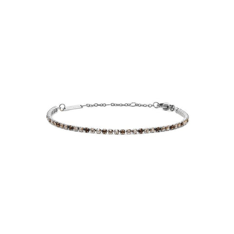 Daniel Wellington silver tennis bracelet featuring honey-toned crystals set in durable 316L stainless steel with adjustable clasp.