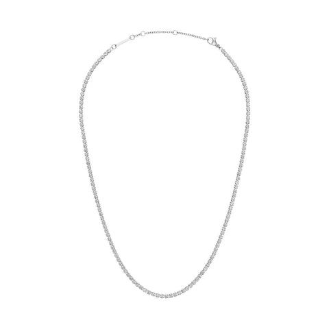 Daniel Wellington silver tennis necklace featuring shimmering crystals set in durable stainless steel with adjustable sizing.