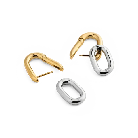 Daniel Wellington Contrast Link Earrings Two Tone Gold