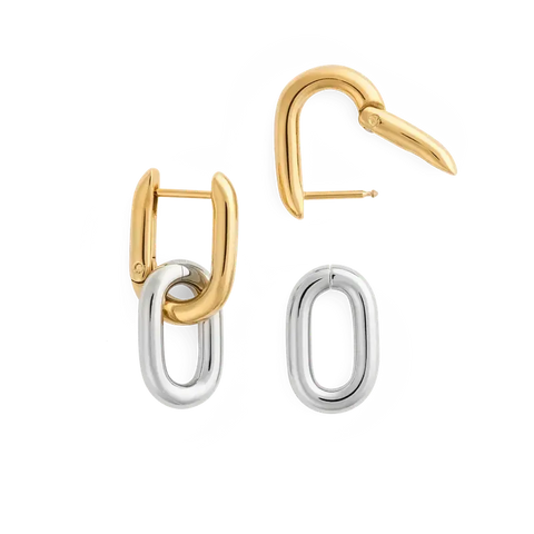 Daniel Wellington Contrast Link Earrings Two Tone Gold