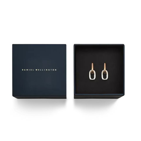 The Watch Boutique Daniel Wellington Contrast Link Earrings Two Tone Rose Gold