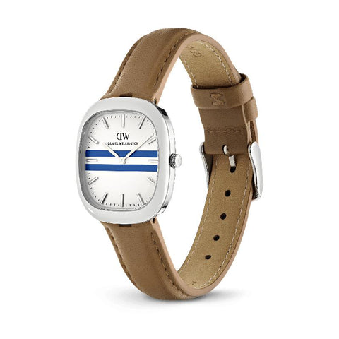 The Watch Boutique Daniel Wellington Cort Tan Brown Leather White-Blue Silver Men's Watch