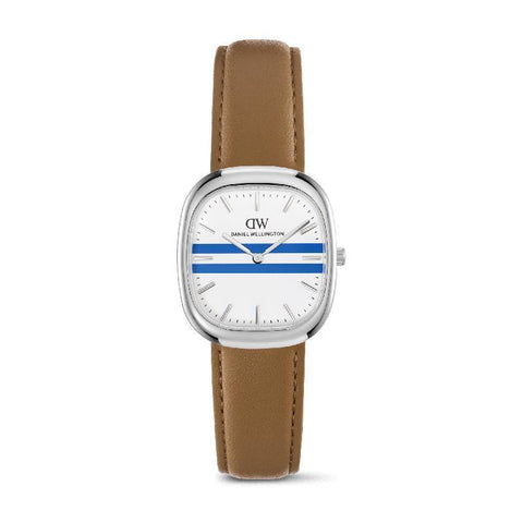 The Watch Boutique Daniel Wellington Cort Tan Brown Leather White-Blue Silver Men's Watch
