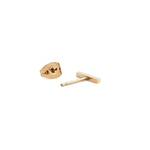 Daniel Wellington 9mm gold-plated stainless steel bar stud earring with secure back, featuring a sleek, minimalist design.