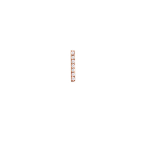 Elegant 9mm rose gold bar stud earring featuring sparkling claw-set crystals in stainless steel.