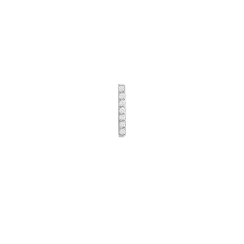 Daniel Wellington 9mm silver stainless steel bar stud earring featuring a sparkling row of claw-set crystals.