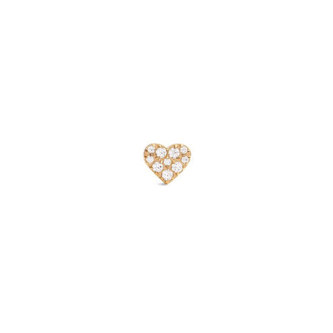 Daniel Wellington gold heart stud earring featuring sparkling crystals in a delicate 4.2mm claw-set stainless steel design.
